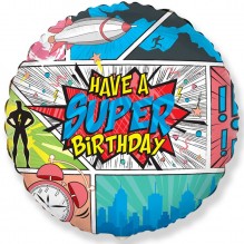 Фольгированный шар с гелием "Комиксы. Супер День Рождения"